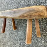Brutalist style solid wood low stool