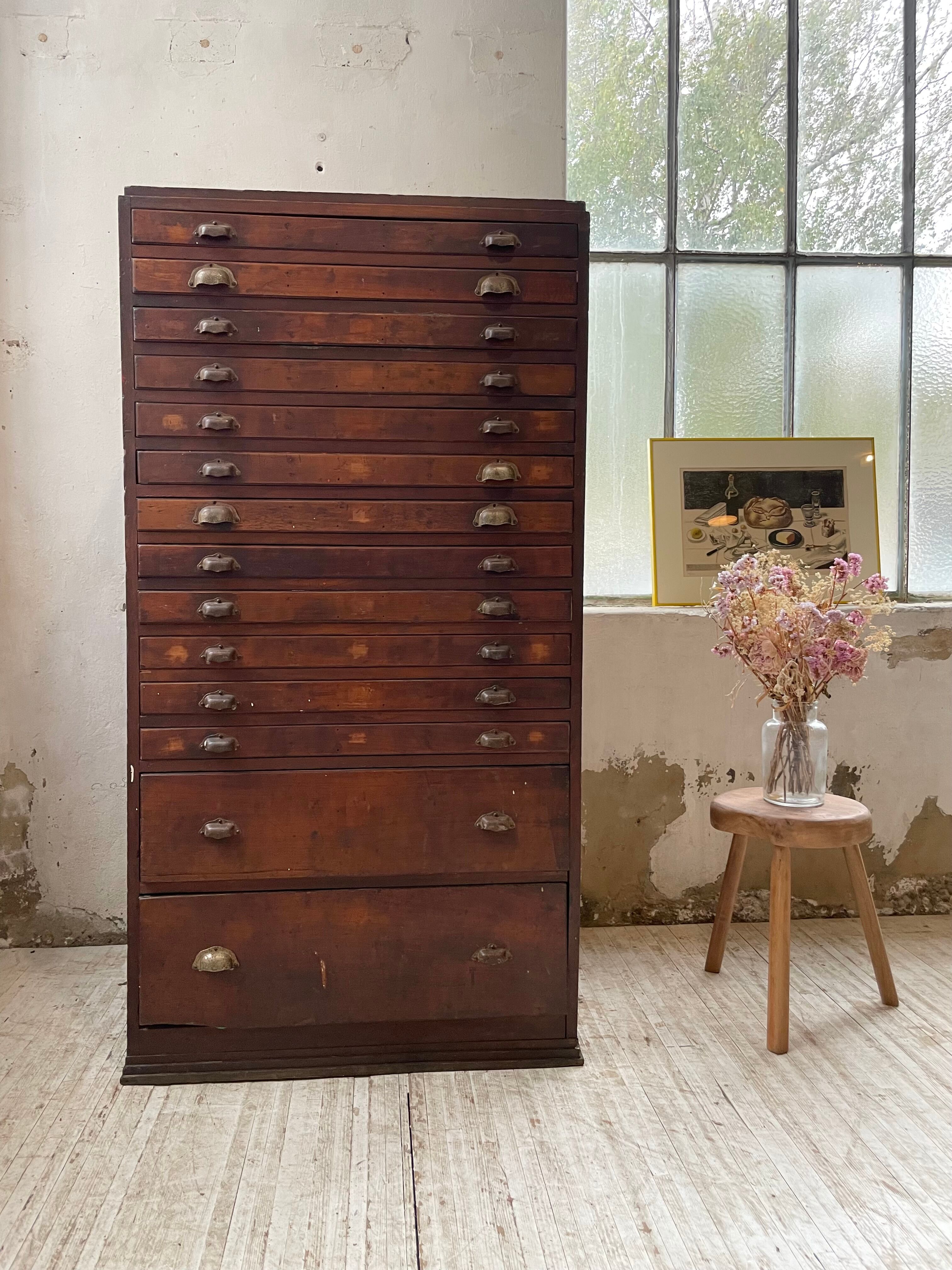 Workshop furniture printing with drawers XL oak