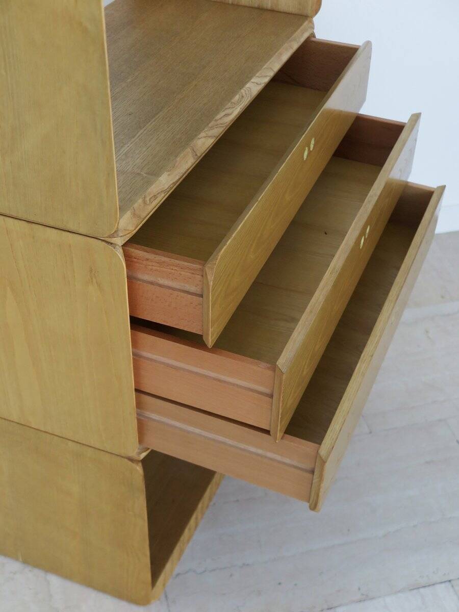 Italian Samara Series Modular Bookcase in Ash by Derk Jan De Vries for Maisa, 1970s