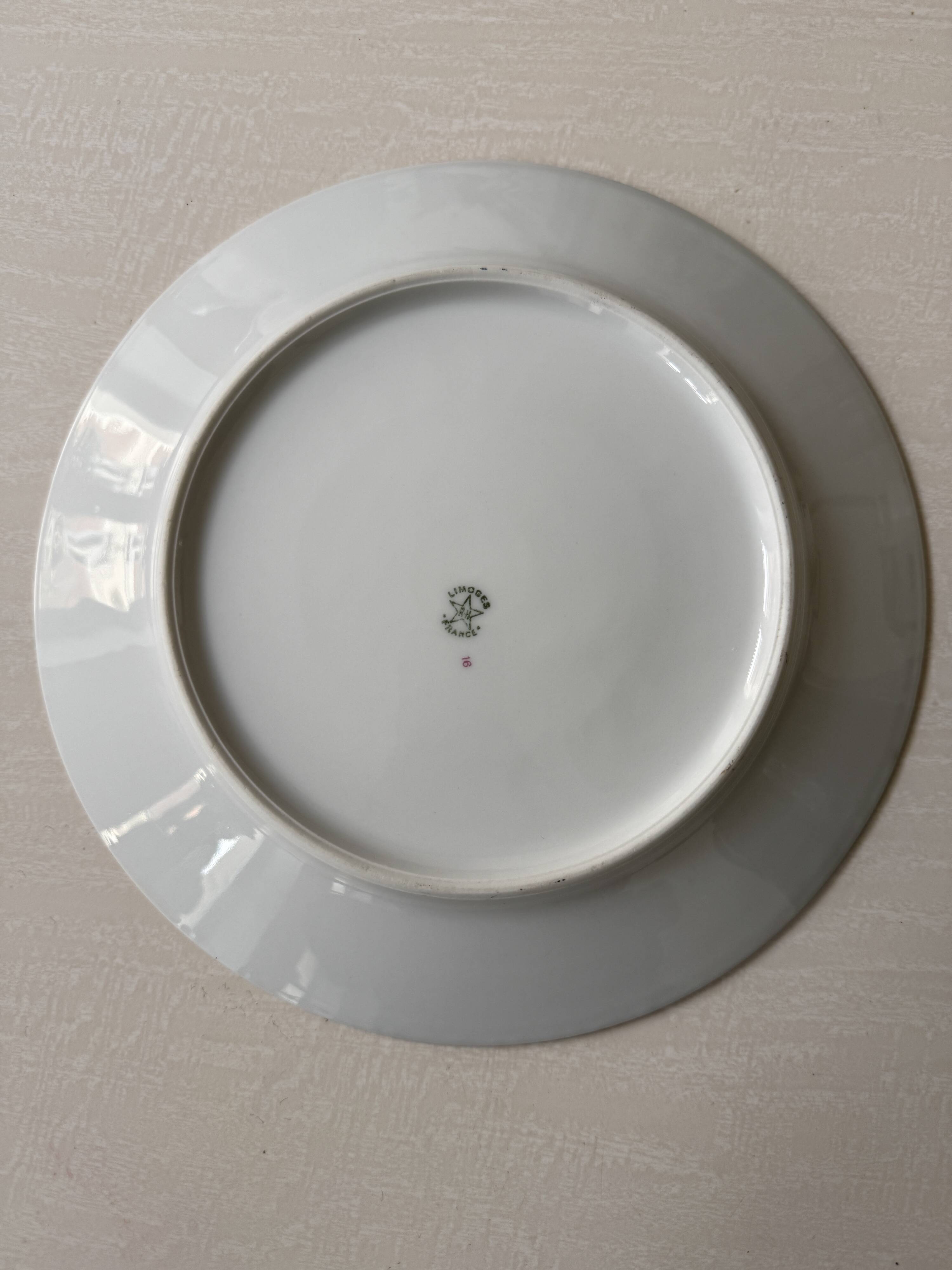 Set of 7 flat plates in Limoges porcelain