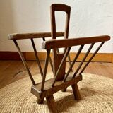 Brutalist magazine rack in the style of Jean Touret, 1950s.