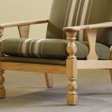 Vintage Danish light oak low back lounge chairs, 1960s, set of 2