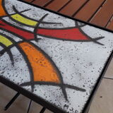 Coffee table tray teak ceramic signed MJR 60s