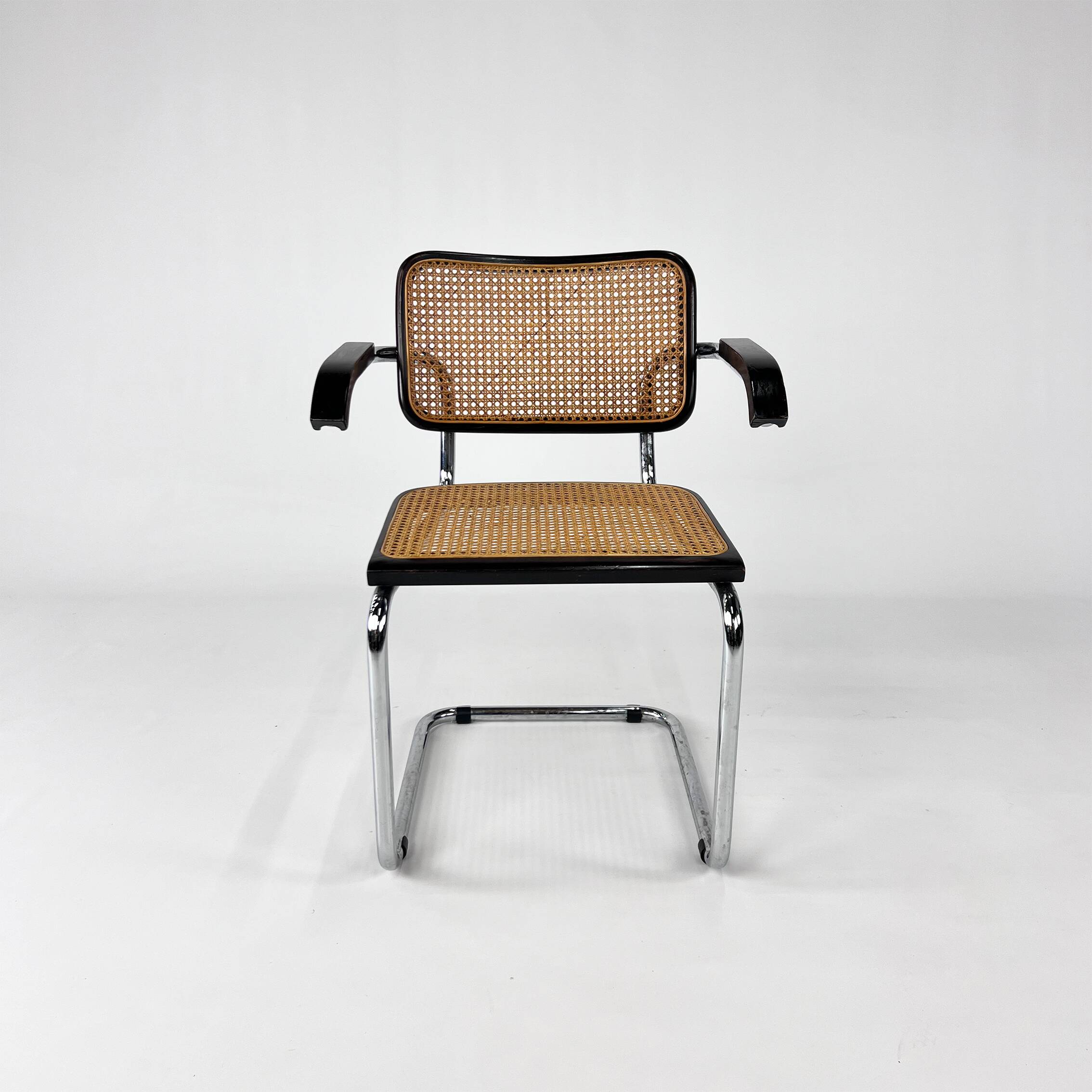 Tubular Frame and Cane Cantilever Dining Chair, Italy, 1970s