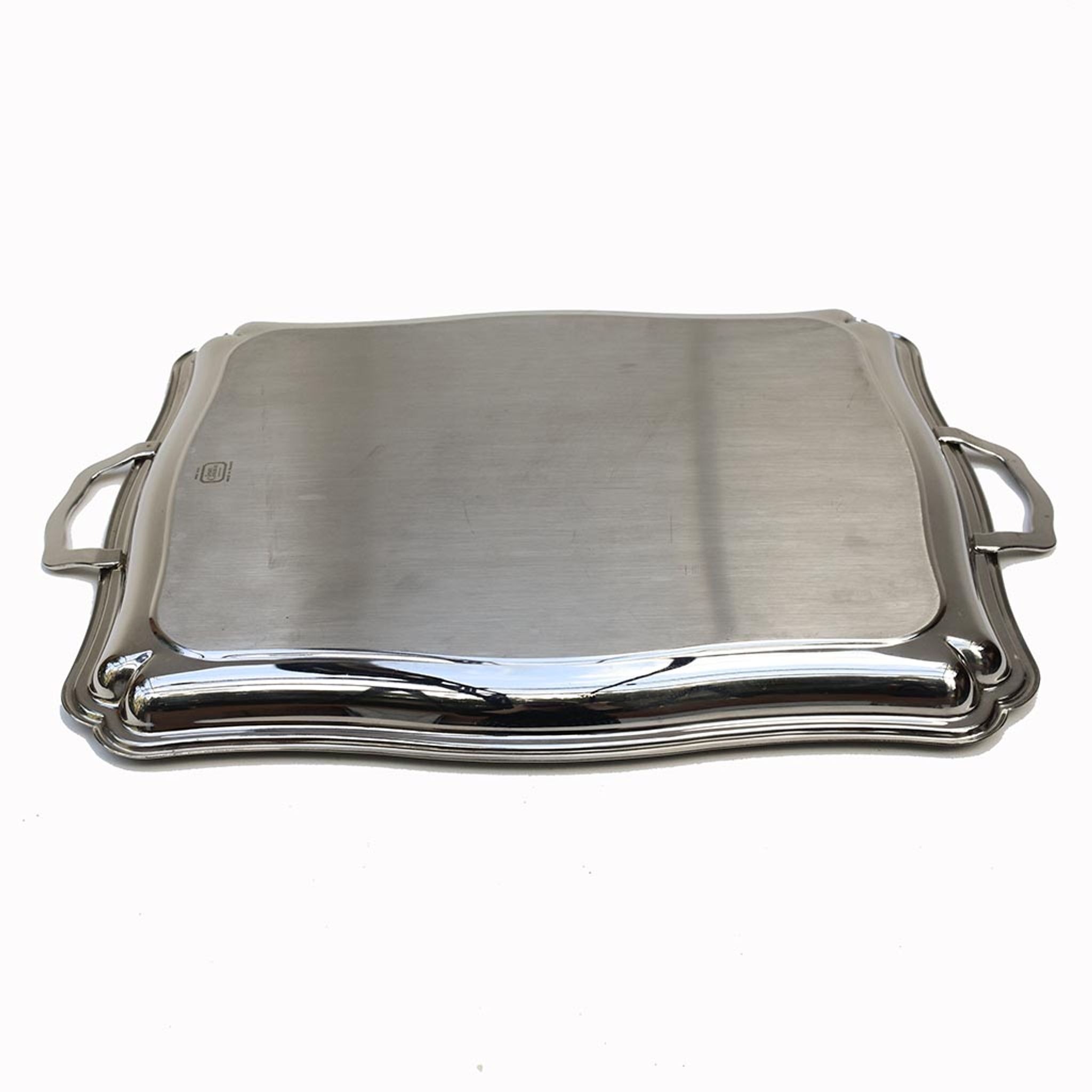Jean Couzon tray in arabesque grey stainless metal