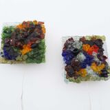 Pair of faceted glass brutalist sconces