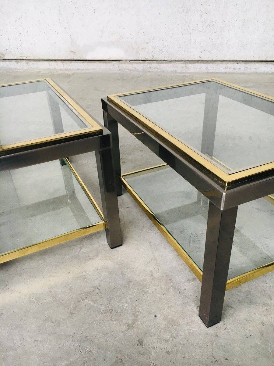 Hollywood Regency Two-Tier Sofa End Tables, 1970s, Set of 2