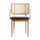 Light wood caning chair armrests red Edition caviar fabric