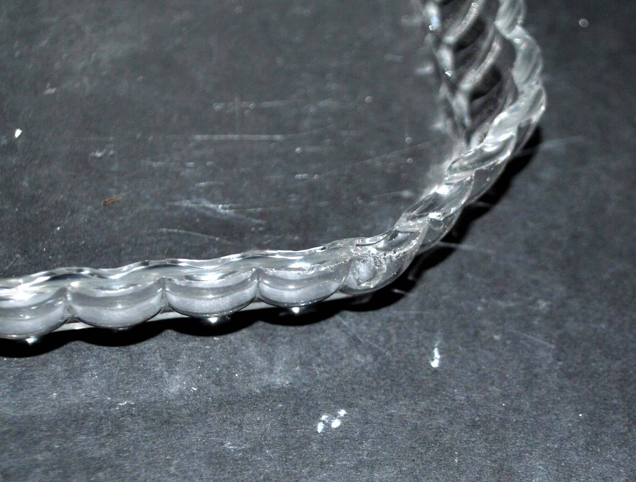 Old square tray in molded glass - liquor or fruit service 21.5cm