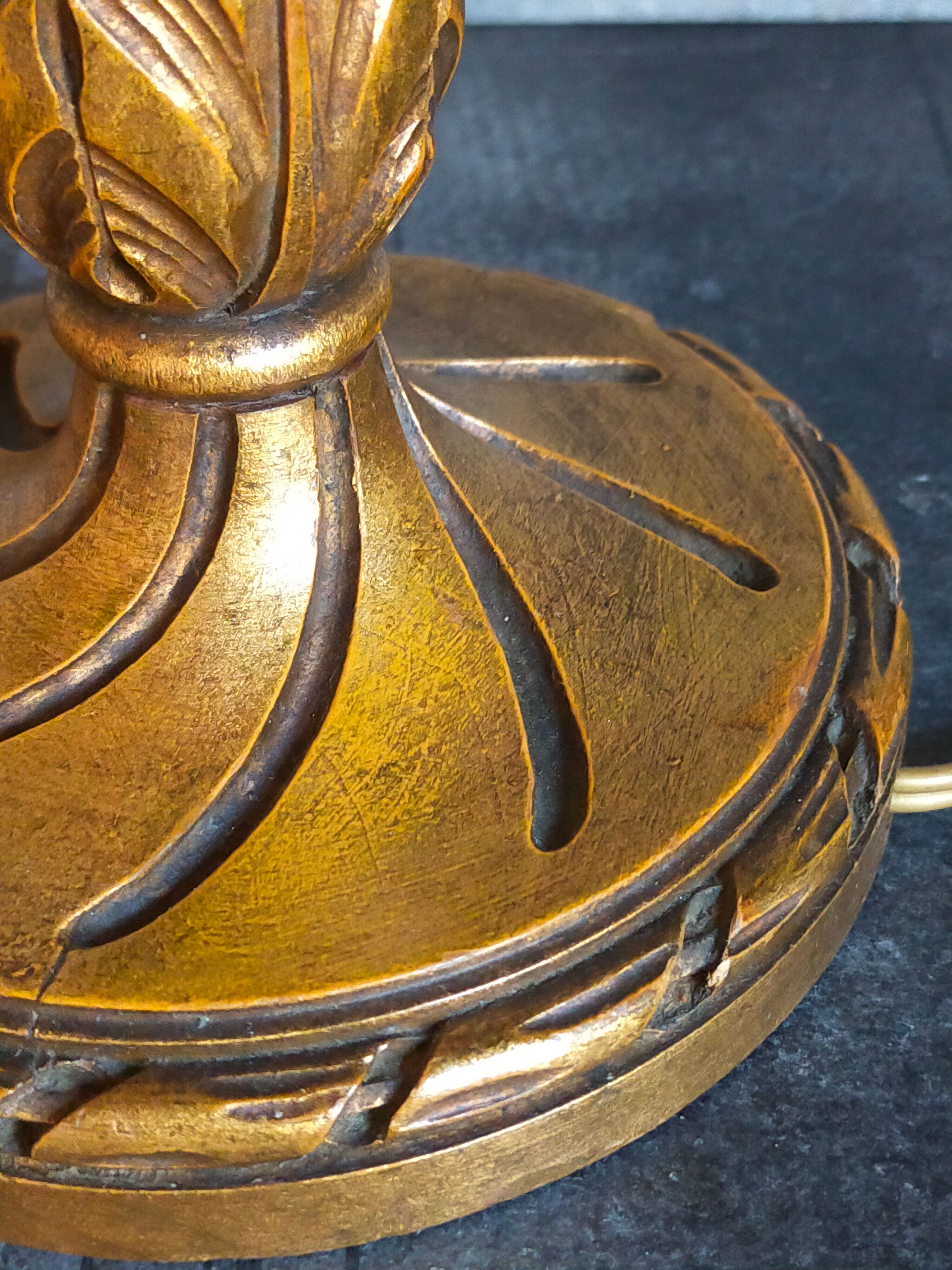 Lamp foot turned carved antique patina