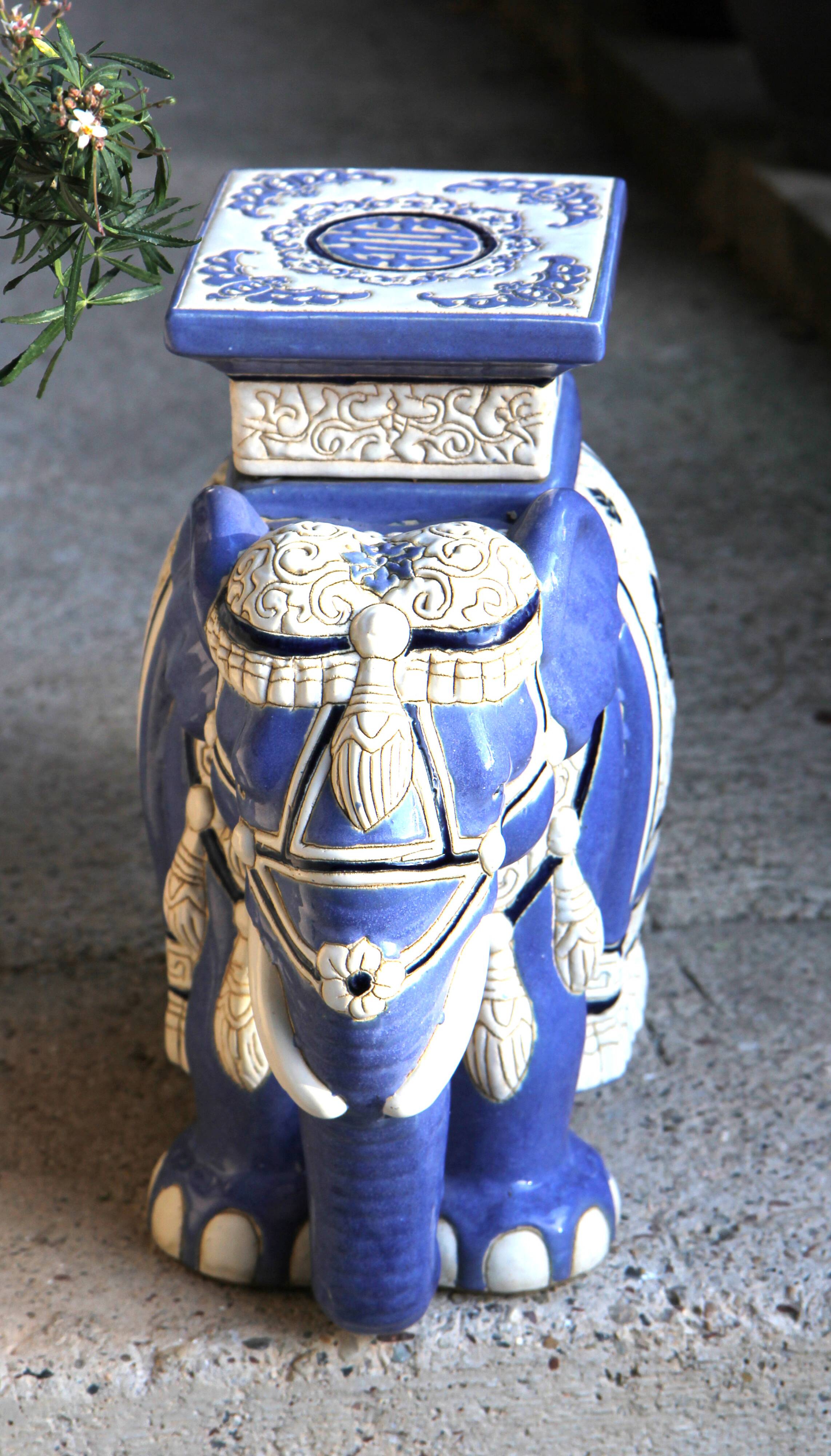 Ceramic elephant, side table, or flower pot base, large model