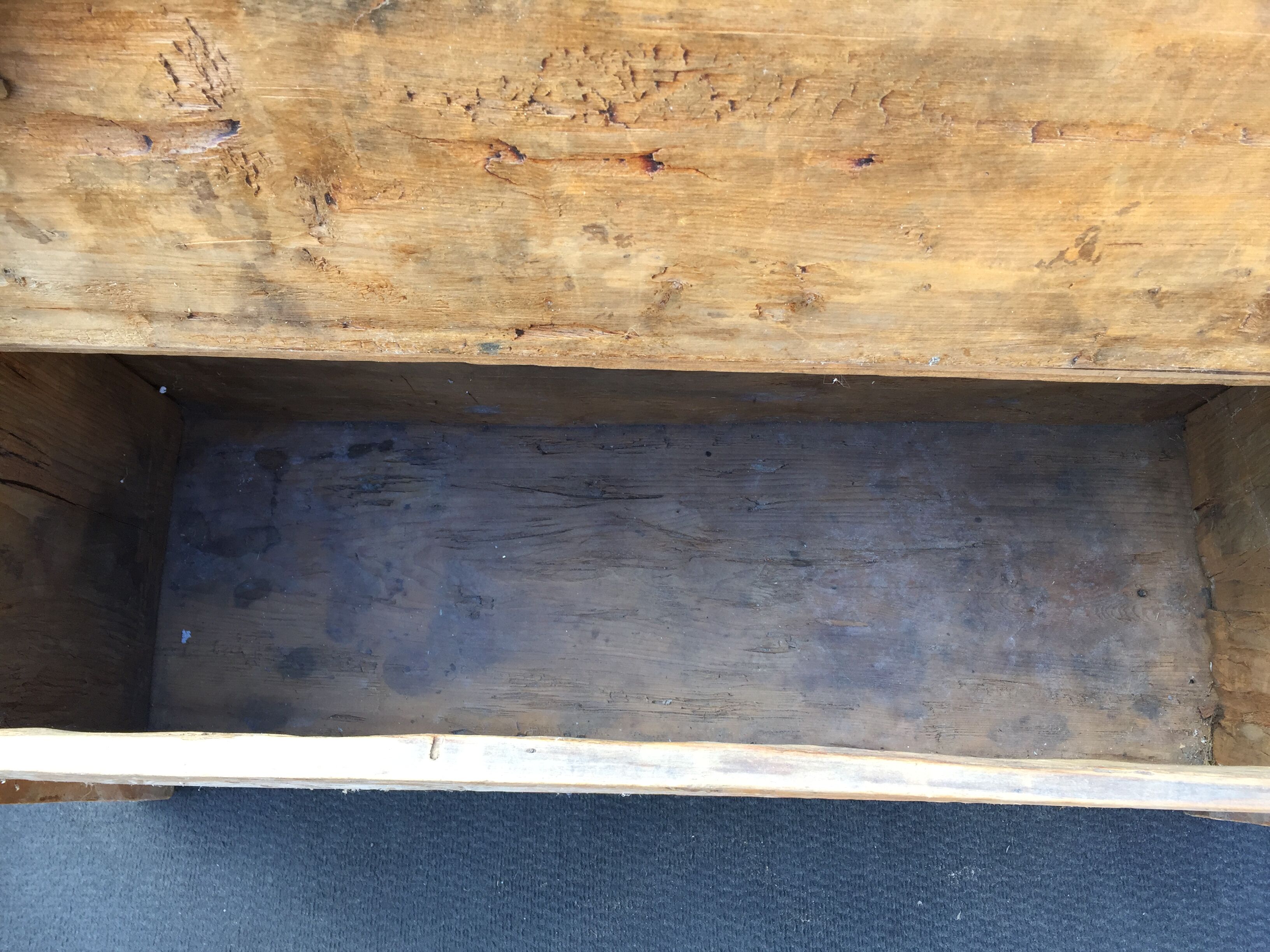 Ancient brutalist chest carved wind rose