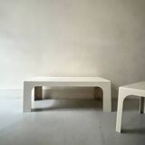 Table basse Prisunic en fibre de verre blanc cassé, design 1970