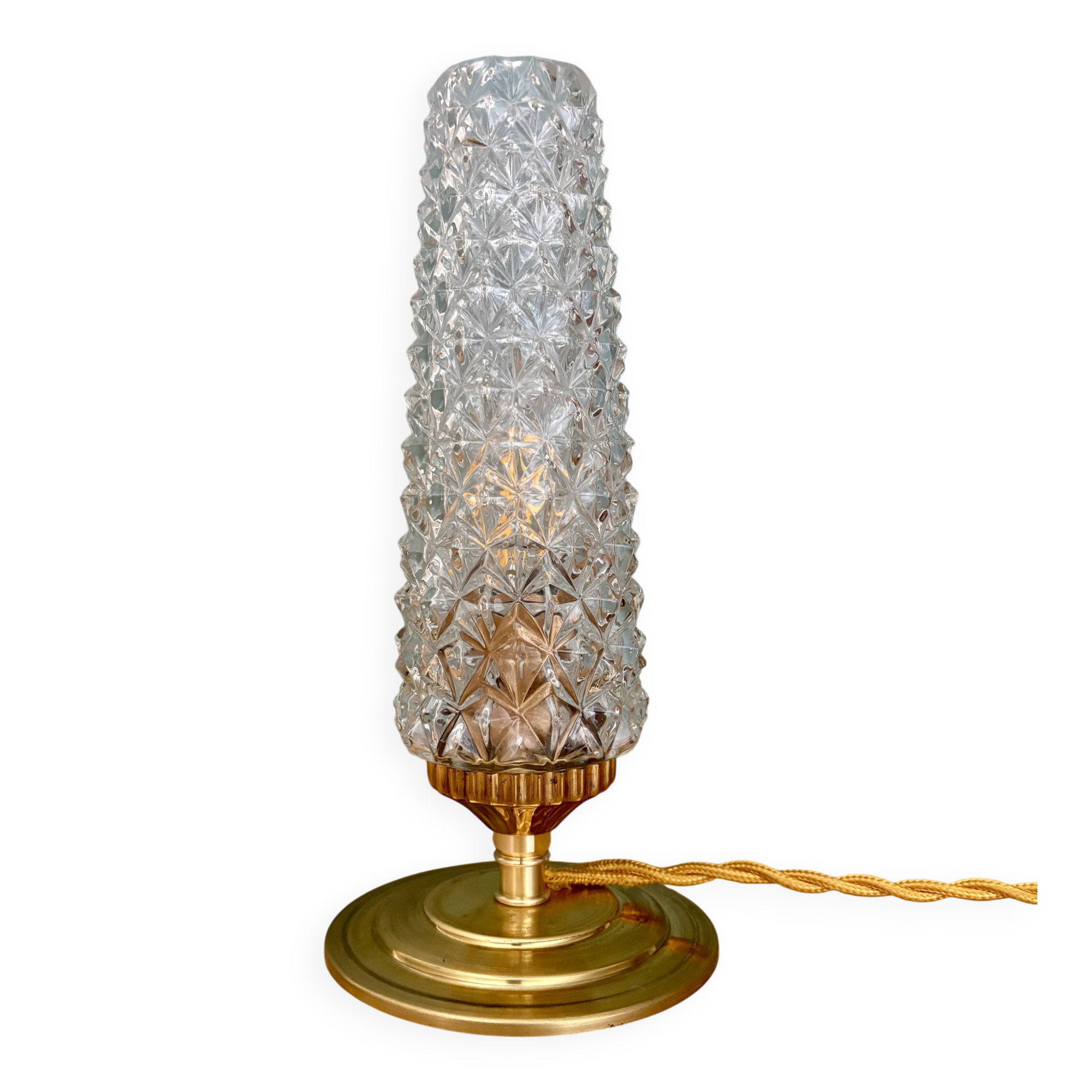Vintage glass tulip table lamp