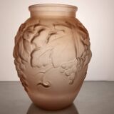 Art Deco glass paste vase Vine leaves signed Souchon Neuvesel