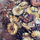 HST painting "Still life with flowers and doll" Guy VAN ISEGHEM (1905-?)