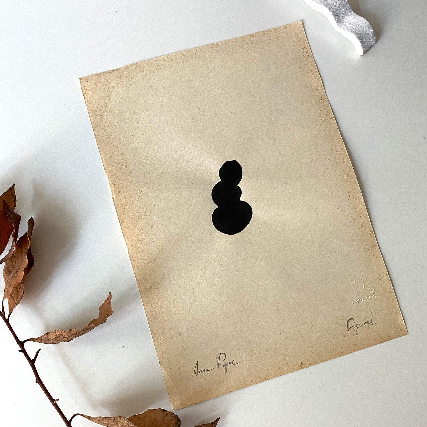 3 original ink drawing on vintage paper, A4