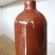 Vintage Brown Glazed Ceramic Vase: Tall Minimalist Bottle Form