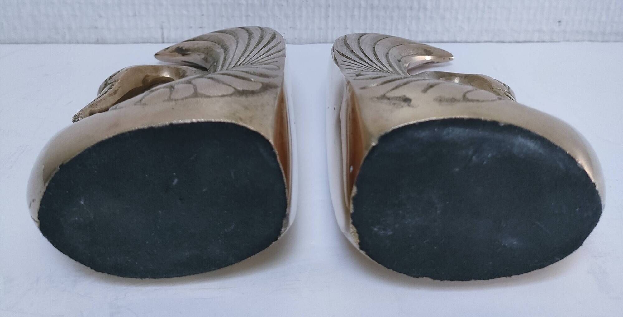 Pair of vintage stylized brass bird bookends