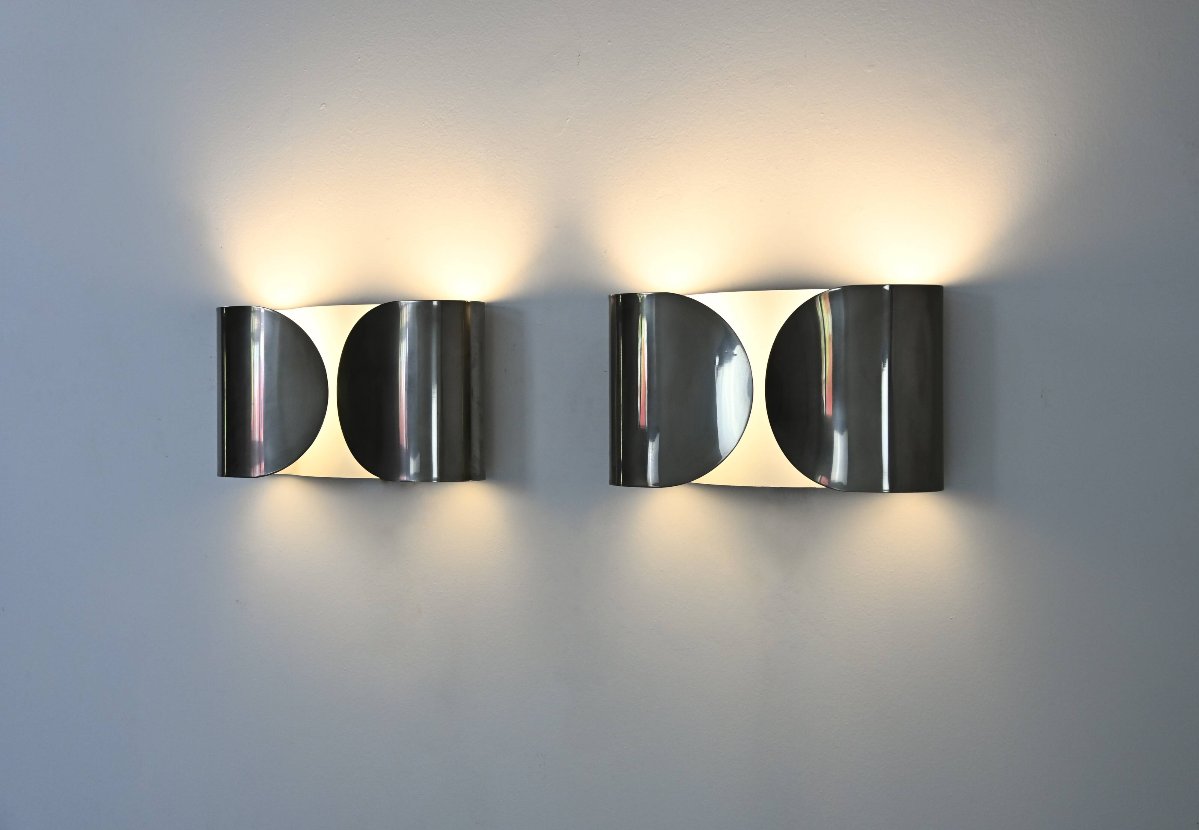 2 "Foglio" wall lights by Tobia & Afra Scarpa for Flos, 1960s.