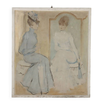 Peinture moderne signée Leonardo Stoppa, huile sur panneau dur, XXe siècle