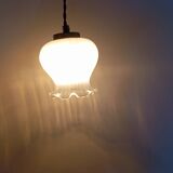 Opaline tulip mood lamp with white ruffles