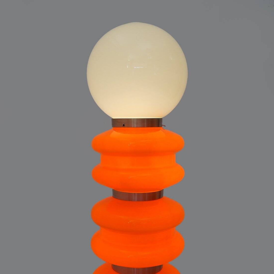 Orange and white glass floor lamp by Stilux Milano, 1970.