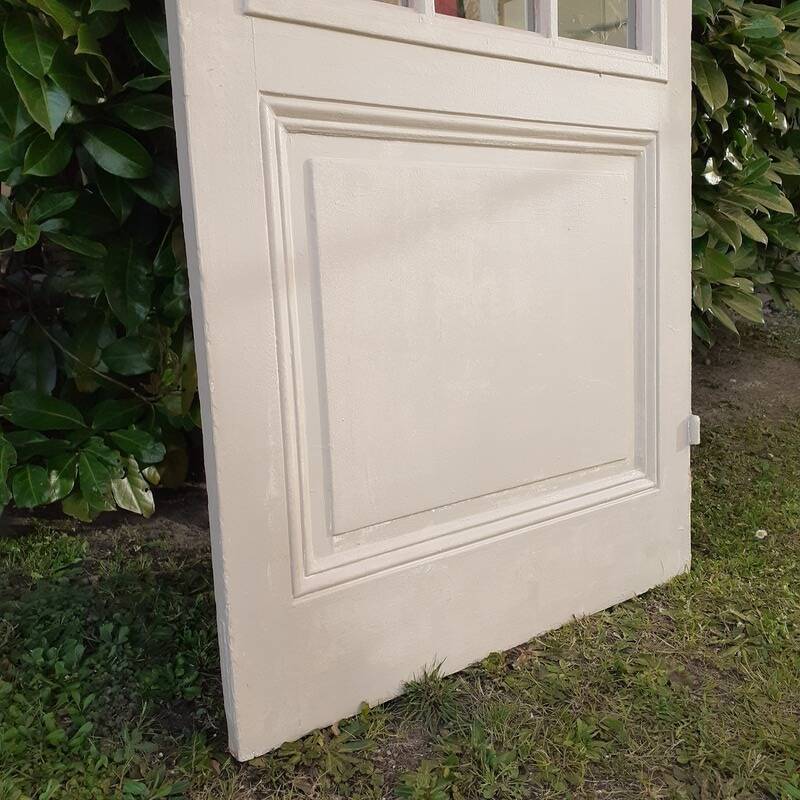 Porte ancienne de communication vitrée moulurée 218,5x83 15 petits carreaux