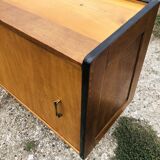 Small vintage row with sliding doors, metal legs Circa 50's