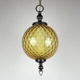 Vintage yellow Murano sphere pendant lamp, Italy, 1970s.