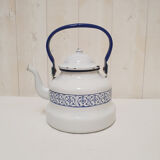 White and blue enamelled kettle