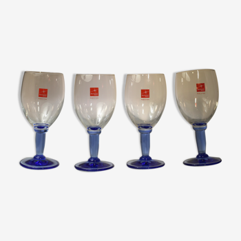 Lot de 4 verres à pieds bleus "Made in Italy" Bormiolli Rocco