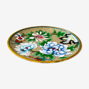 Assiette cloisonnée, émail vintage