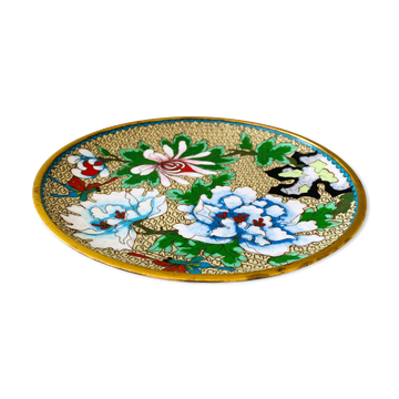 Cloisonne plate, vintage enamel plate