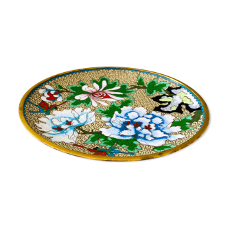 Cloisonne plate, vintage enamel plate