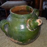Old glazed pottery for walnut oil of Auvergne origin