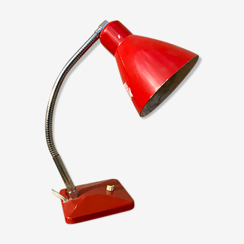 Lampe à poser vintage Aluminor France bureau métal rouge