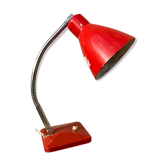 Lampe à poser vintage Aluminor France bureau métal rouge