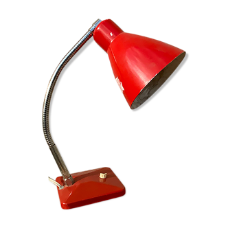 Lampe à poser vintage Aluminor France bureau métal rouge