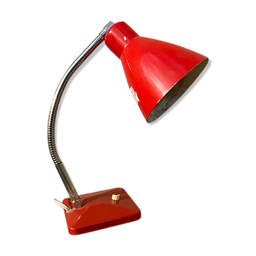 Lampe à poser vintage Aluminor France bureau métal rouge