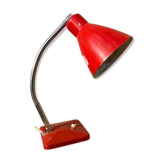 Vintage table lamp Aluminor France red metal desk