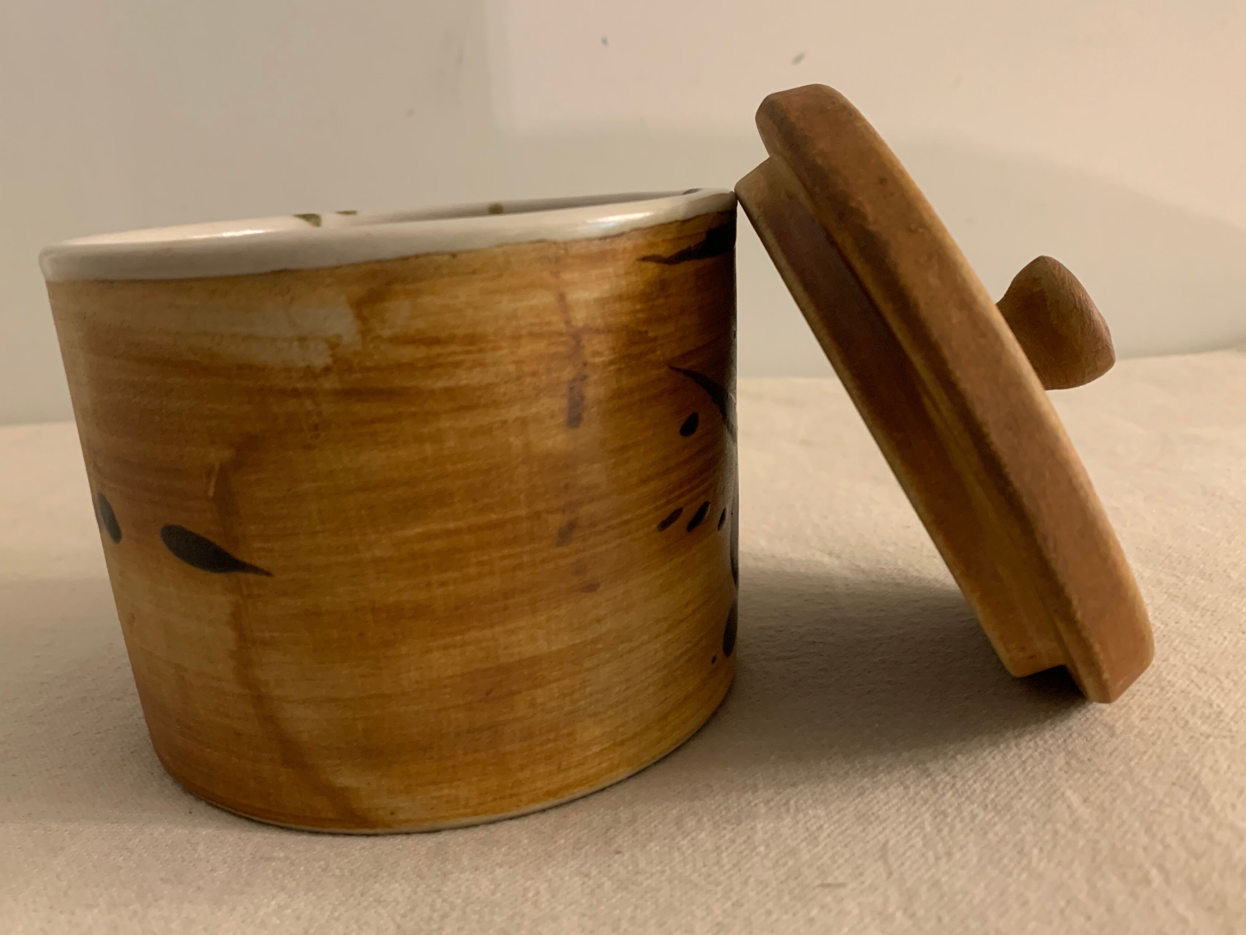 Pot de la Poterie de La Colombe in Vallauris style enamelled sandstone