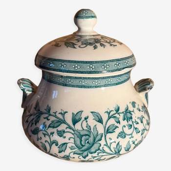 Old earthenware sugar bowl oriental model Sarreguemine