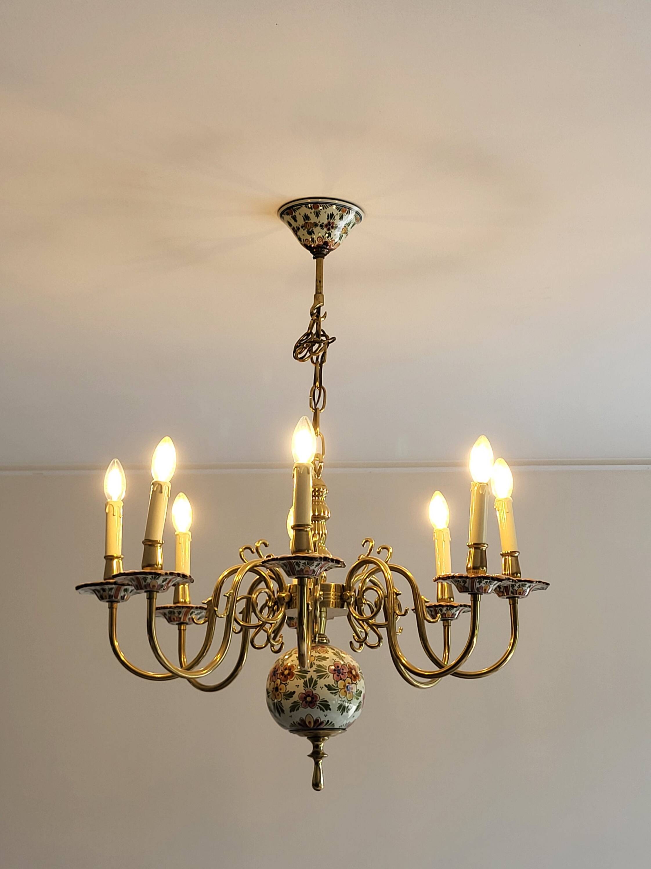 Large Dutch 8-branch chandelier