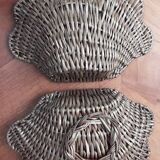 Vintage rattan shell box basket from the 1980s