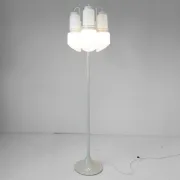 Vintage Vistosi Sytle Space Age Floor Lamp, Iron & Opaline Glass, 1970s