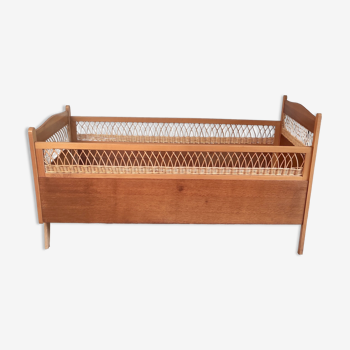 Child bed wood and rattan – 60s