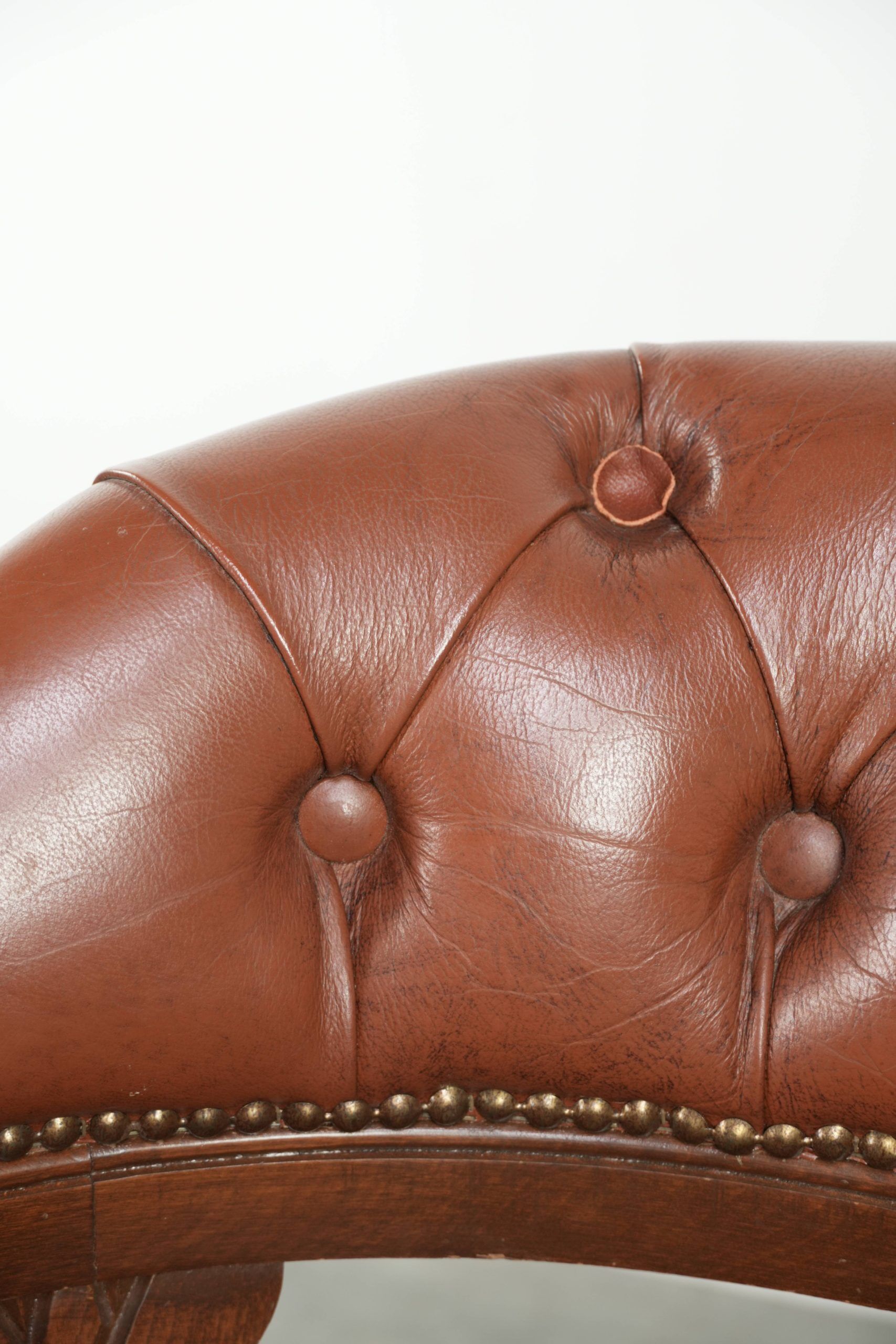 Set of 2 swivel cowhide English style chesterfield office chairs