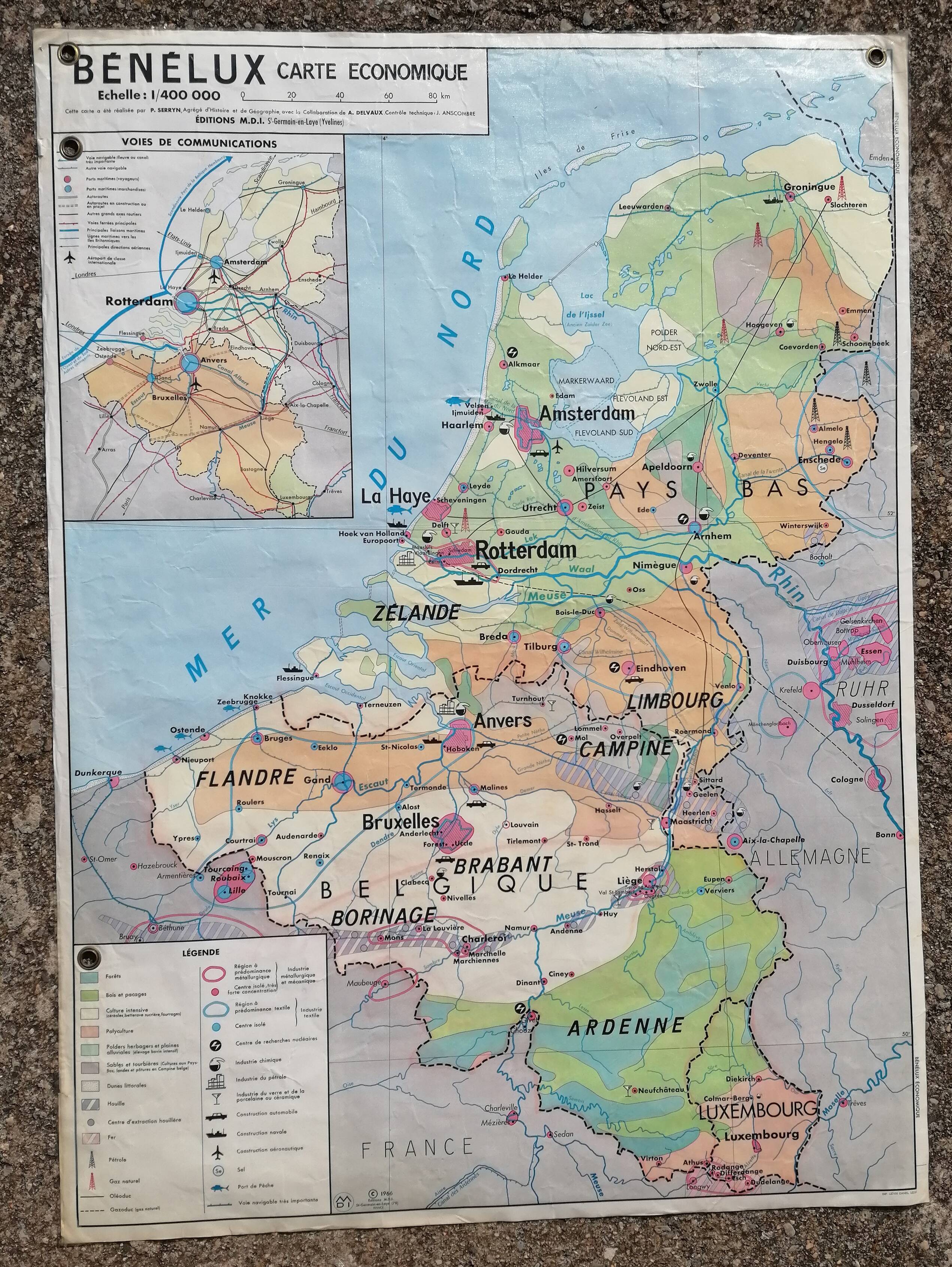 Old vintage British Isles /Benelux mdi map