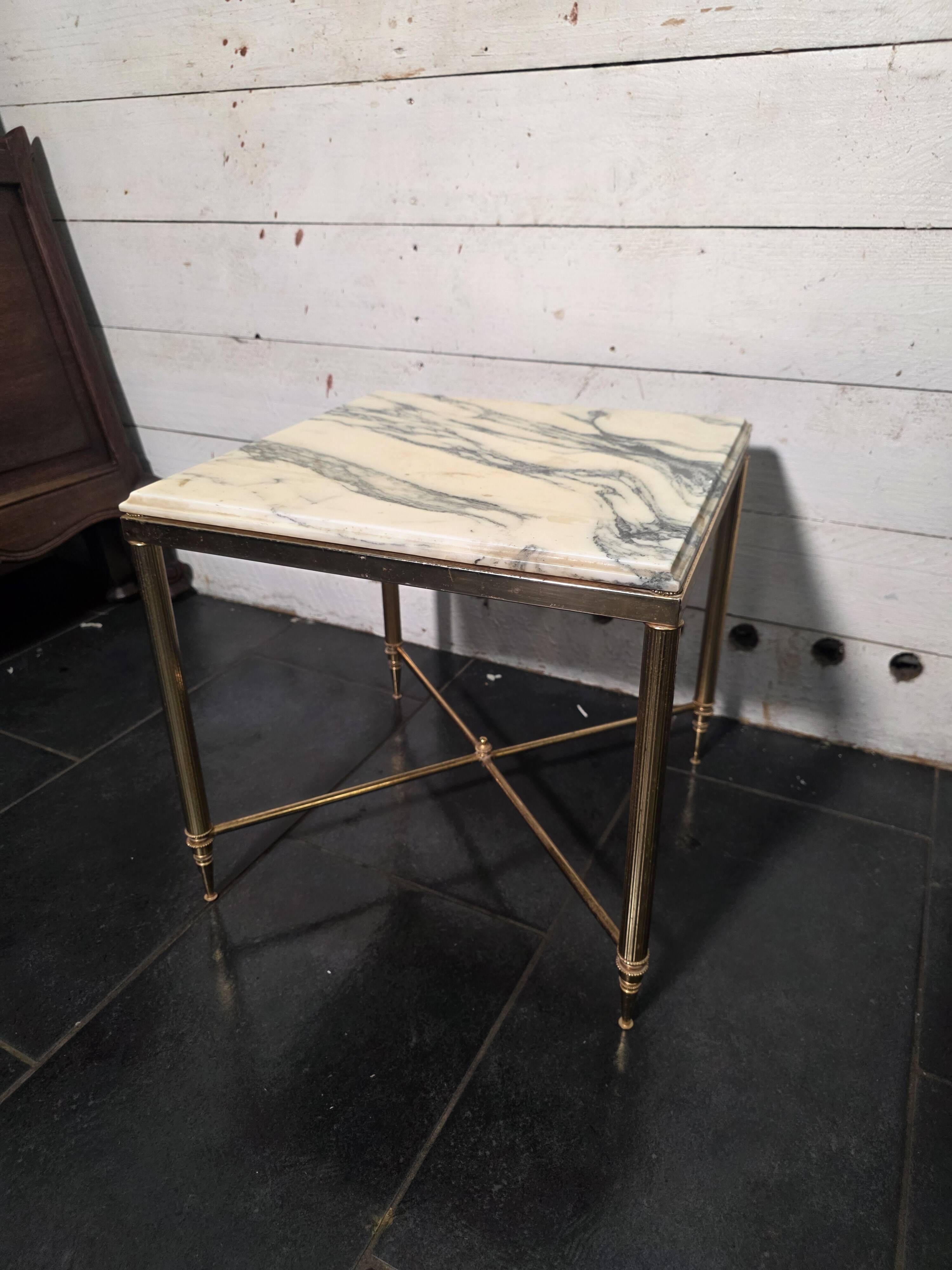 1960s brass and marble side table